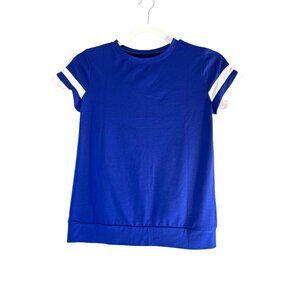 Girls Top Royal Blue/White Short Sleeves Size 10-12